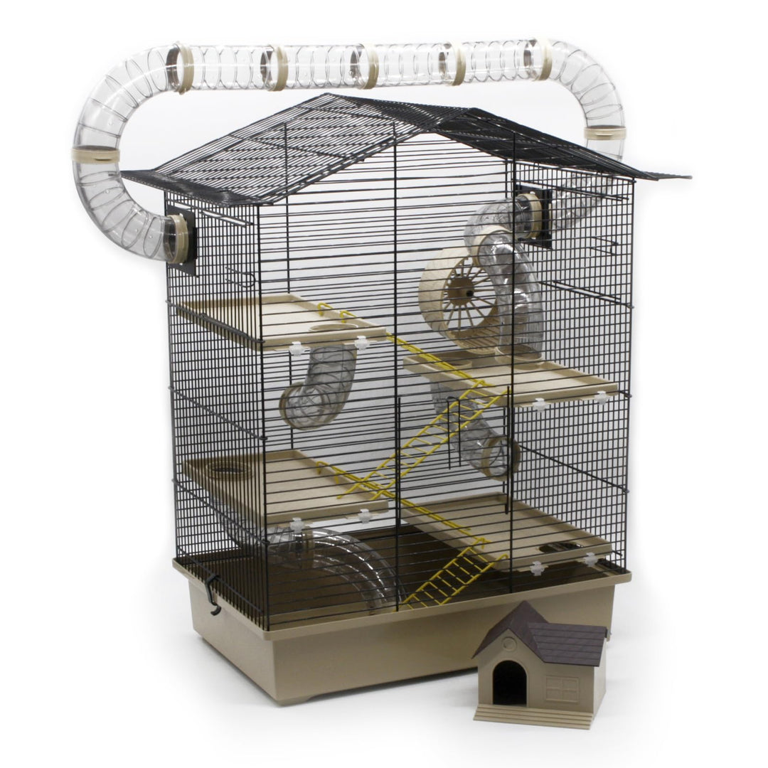 ZooPaul XXL Nagerkäfig Hamsterkäfig beige Maus Käfig inklusive Tunnelsystem viel Zubehör, beige