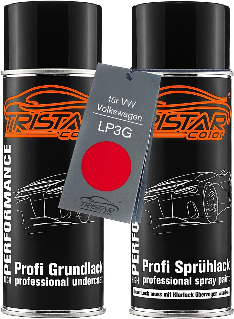 TRISTARcolor Autolack Spraydosen Set für VW/Volkswagen LP3G Flashrot/Vermelho Flash Grundlack Basisl