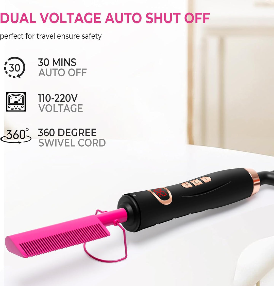 Hot Comb Glätteisen für Afro Haare/Perücken/Bart, UKLISS Haarglätter bürste mit LCD Anzeige 120-230