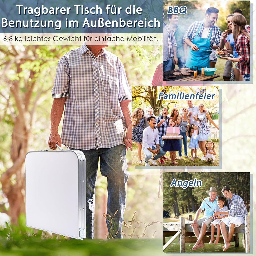 GYMAX faltbar Campingschrank, Campingküche mit grossem Stauraum, 2 einstellbare Höhen, Outdoor Alu P