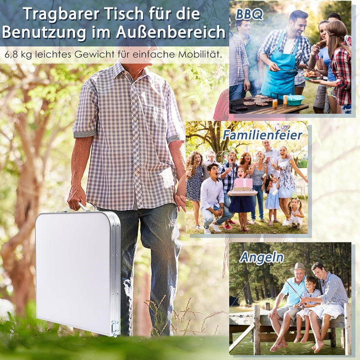 GYMAX faltbar Campingschrank, Campingküche mit grossem Stauraum, 2 einstellbare Höhen, Outdoor Alu P