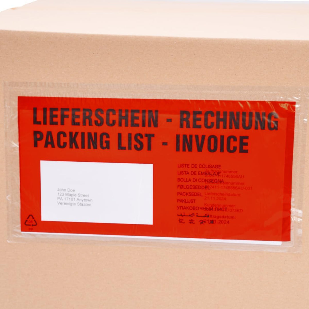 verpacking Lieferscheintaschen 22,5 x 11 cm DIN Lang Rot selbstklebende Dokumententaschen Begleitpap