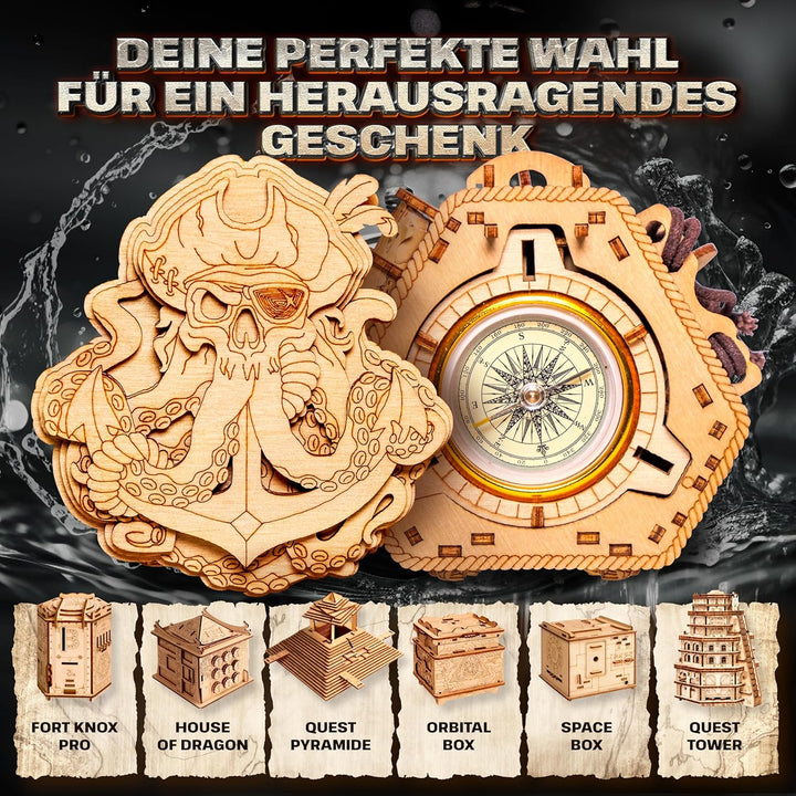 ESC WELT Blackbeard's Compass Puzzle Box - Escape Room in a Box - Denksportaufgabe - 3D Fluchtspiel