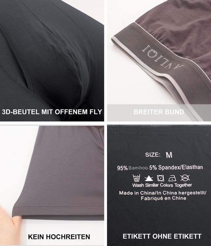 COLORFULLEAF Bambus Boxershorts Herren Lang 3/6/7er Pack Unterhosen Männer Stretch Atmungsaktiv Unte