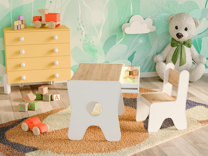Happy Babies - Kinderschreibtisch-Stuhl-Set, ergonomischer Spieltisch mit geräumiger Schublade - Kin