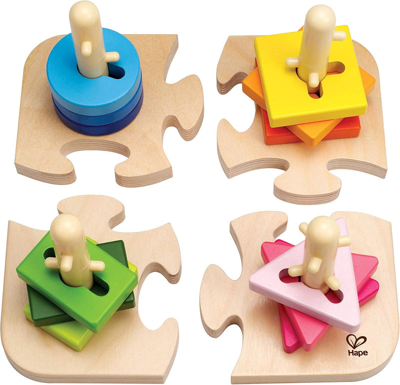 Hape Kreatives Steckpuzzle von Hape | Holz Stapelspiel Problemlösungspuzzle für Kleinkinder, Stapels