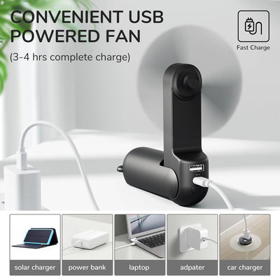 JISULIFE Handventilator Mini Ventilator 3 IN 1, mit 4500 mAh Powerbank USB Akku Klein Ventilator, Ba