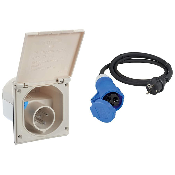 as - Schwabe Camping CEE-Caravan-Einspeisungsstecker, Reinweiss I 60484 &amp; Camping CEE-Adapterleitung