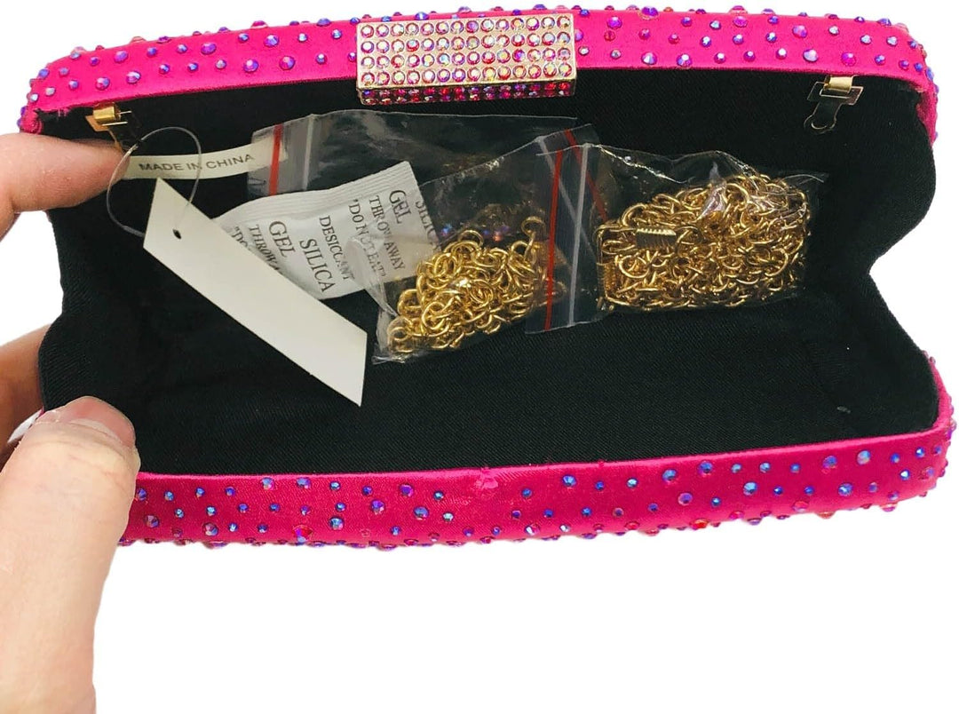 Boutique De FGG Damen-Handtaschen, Hochzeit, Party, Kristall, Clutch, Braut, Strass, Taschen Fuchsia