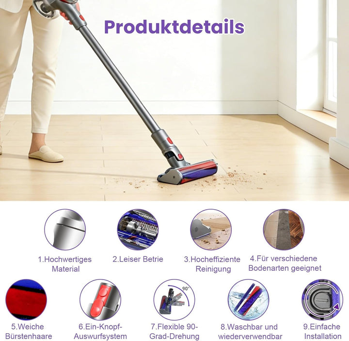 Softwalze Bodendüse für Dyson V7 V8 V10 V11 V15 SV10 SV11 SV12 SV14 SV15 SV22 SV25 SV27 SV28 SV37 St