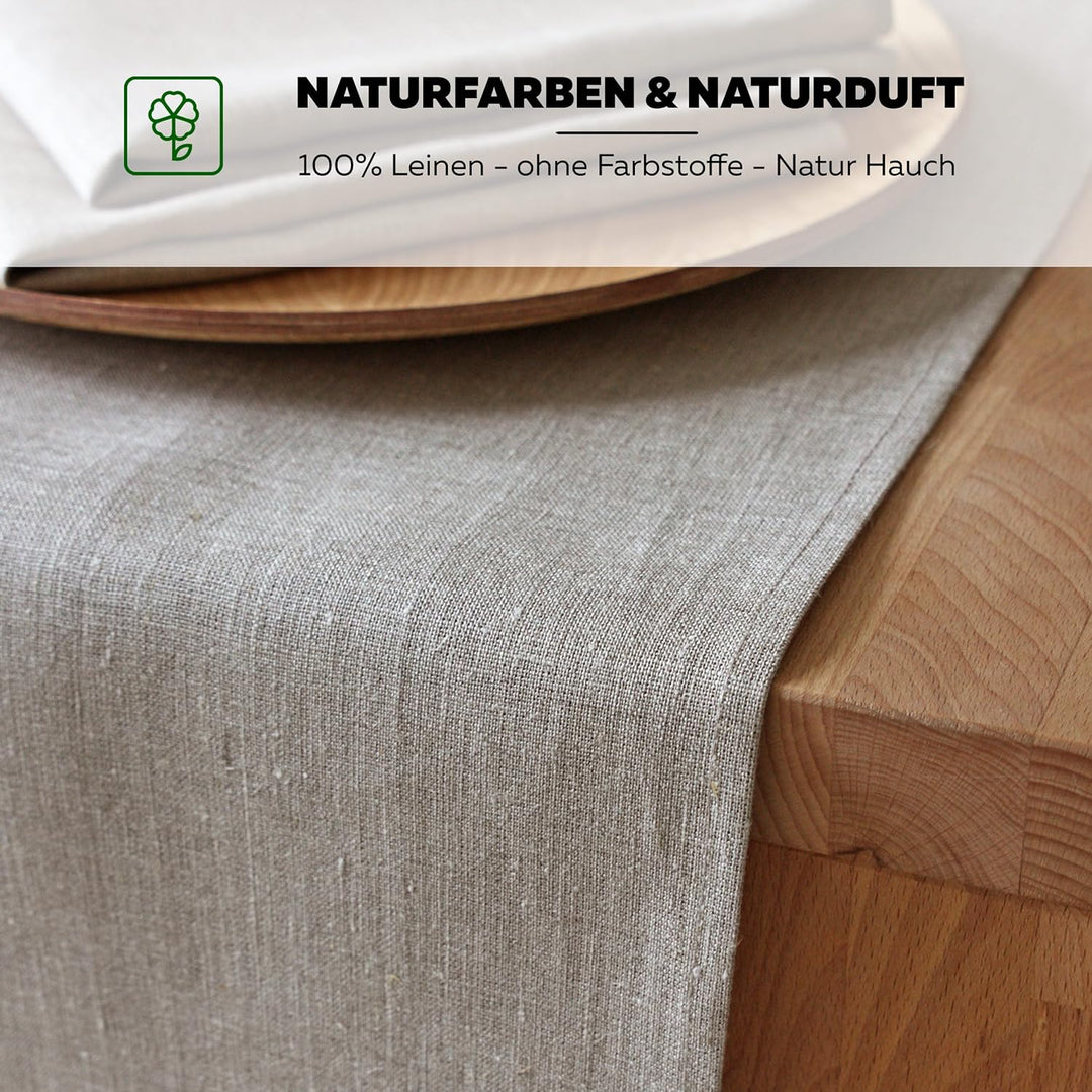 Varvara Home Leinen Tischläufer | Tischband Tischtuch | Stilvoll, Strapazierfähig, 100% Leinen, 45 x
