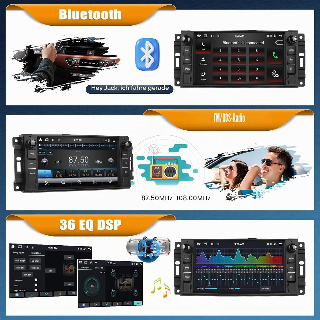 Android 15, 6G+128G 8Kern Autoradio für Jeep Wrangler Compass Grand Cherokee/Chrysler 300C/Dodge Ram