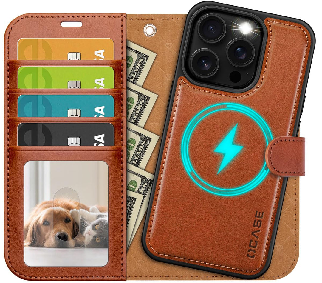 OCASE Kompatibel für iPhone 15 Pro Max Hülle (2in1) Leder Stossfestes Case, Abnehmbare magnetische,