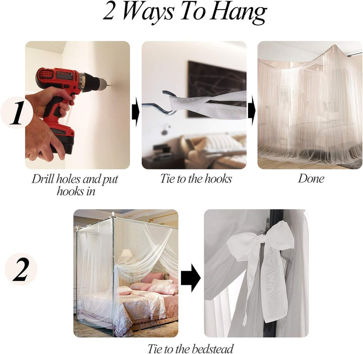 AIFUSI Moskitonetz, King-Size Vier Eckpfosten Vorhänge Betthimmel für Einzelbett passend für alle Ki