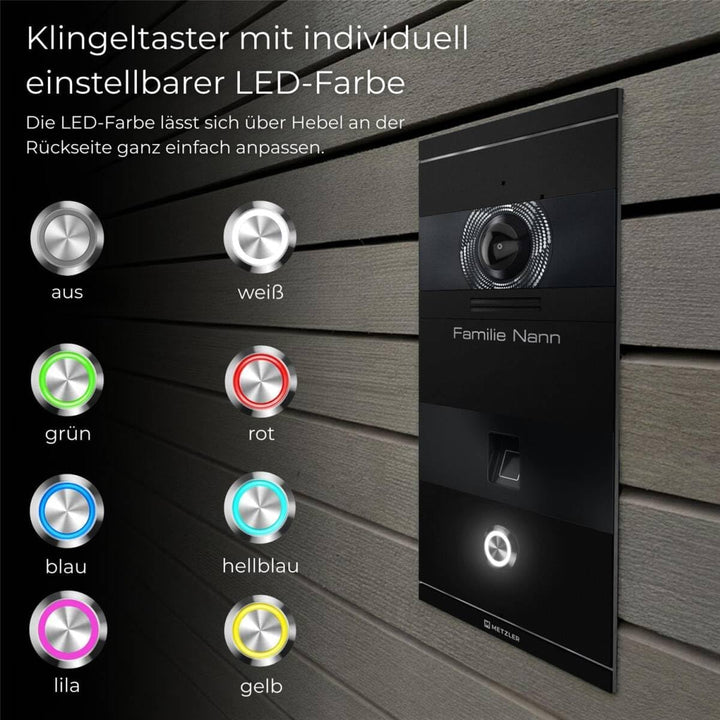 Metzler VDM10 2.0 Video Sprechanlage mit Kamera, Fingerprint, Smartphone App, SIP, LAN PoE, integrie