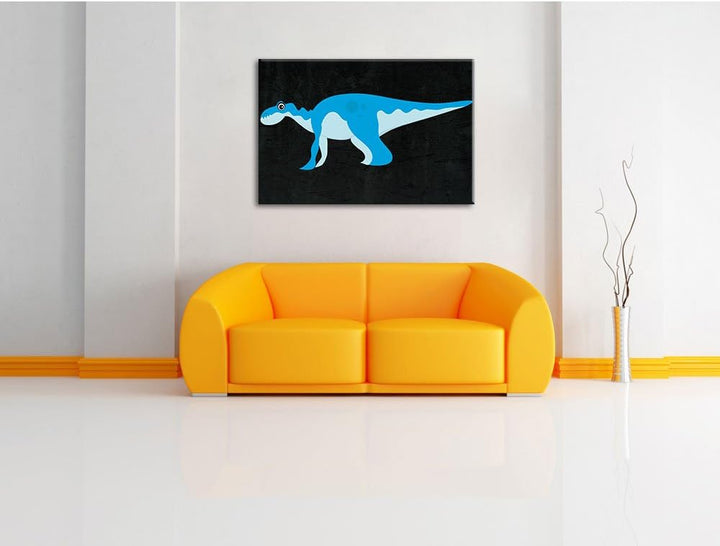 Pixxprint Niedlicher Dinosaurier schwarz, Format: 100x70 auf Leinwand, 100x70