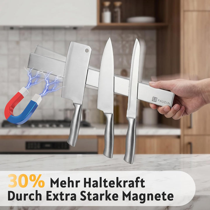 PAUDIN Magnetleiste Messer 45 cm Messerleiste magnetische Küchenmesserleiste aus Edelstahl mit extra