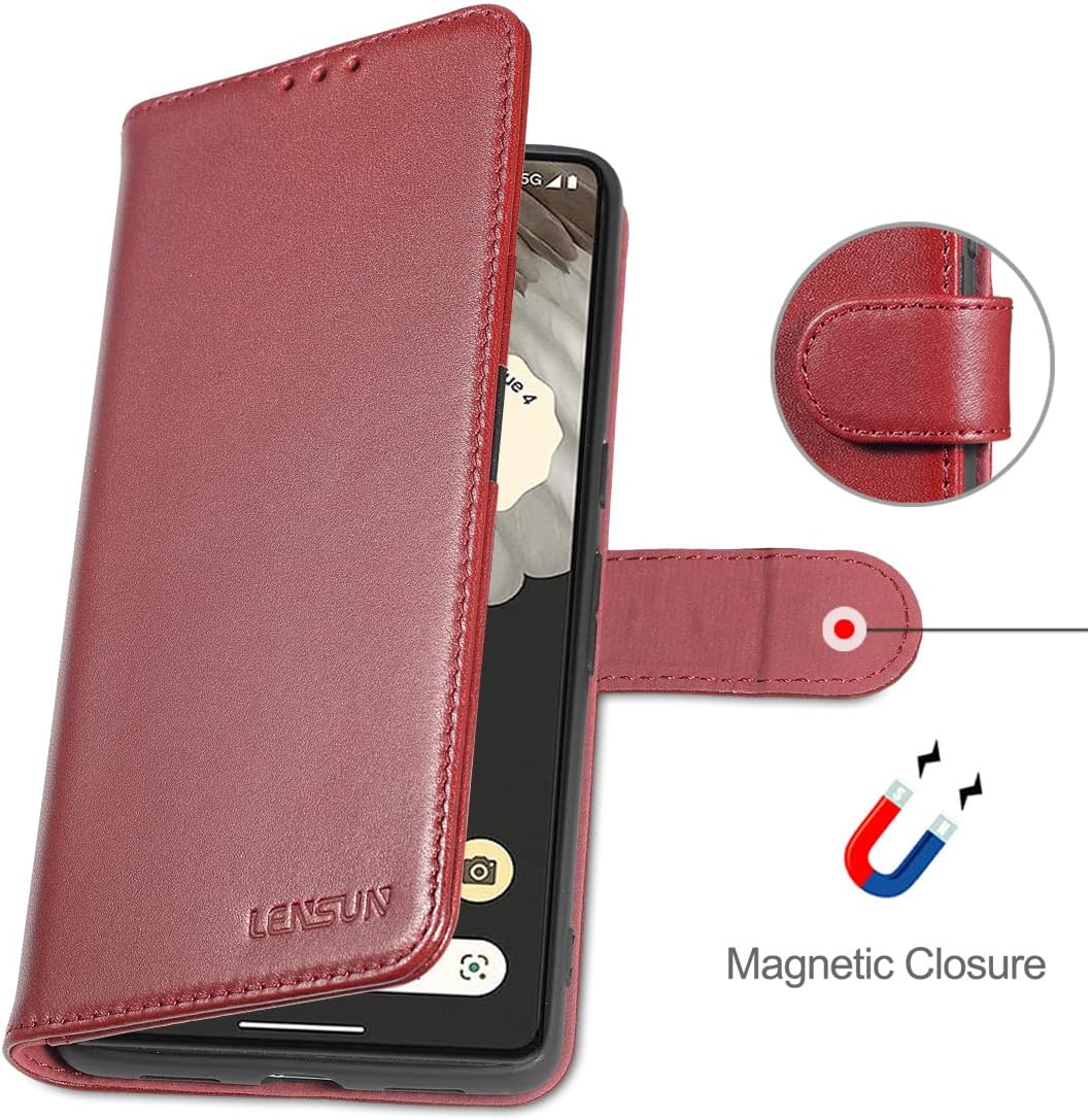 LENSUN Echtleder Hülle für Google Pixel 7 Pro, Handyhülle [Echtes Leder] [Kartenfach] [RFID Schutz]