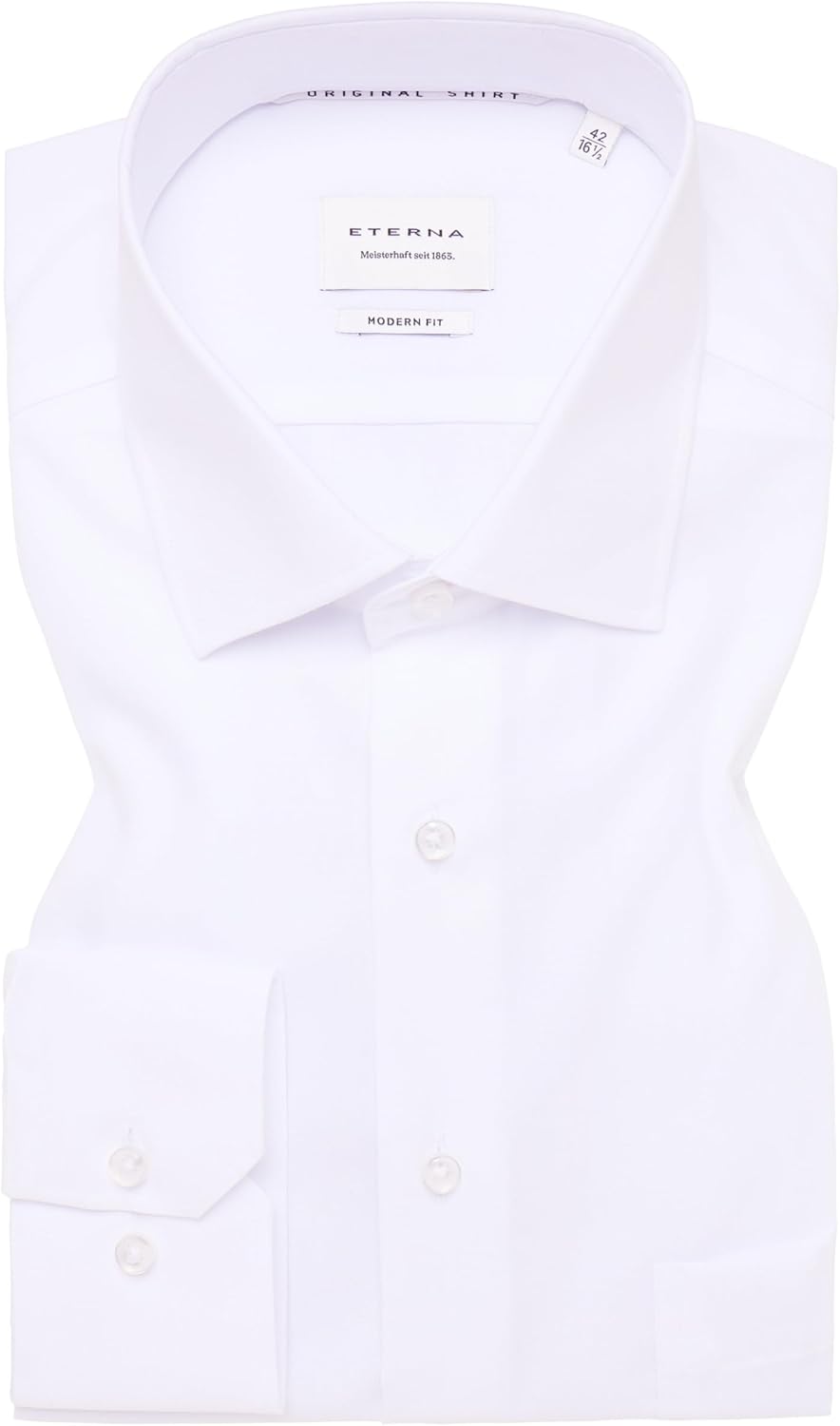 ETERNA Langarm Hemd COMFORT FIT Pinpoint unifarben mit Classic Kent Kragen 26 Weiss, 26 Weiss