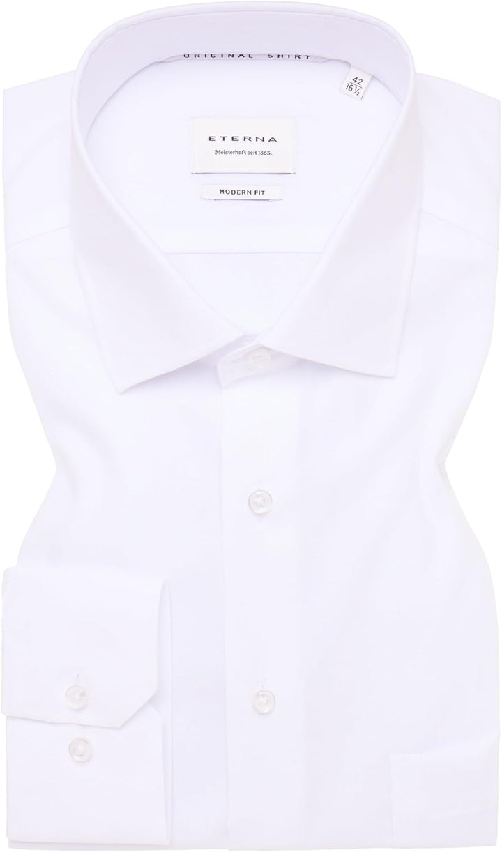 ETERNA Langarm Hemd COMFORT FIT Pinpoint unifarben mit Classic Kent Kragen 26 Weiss, 26 Weiss