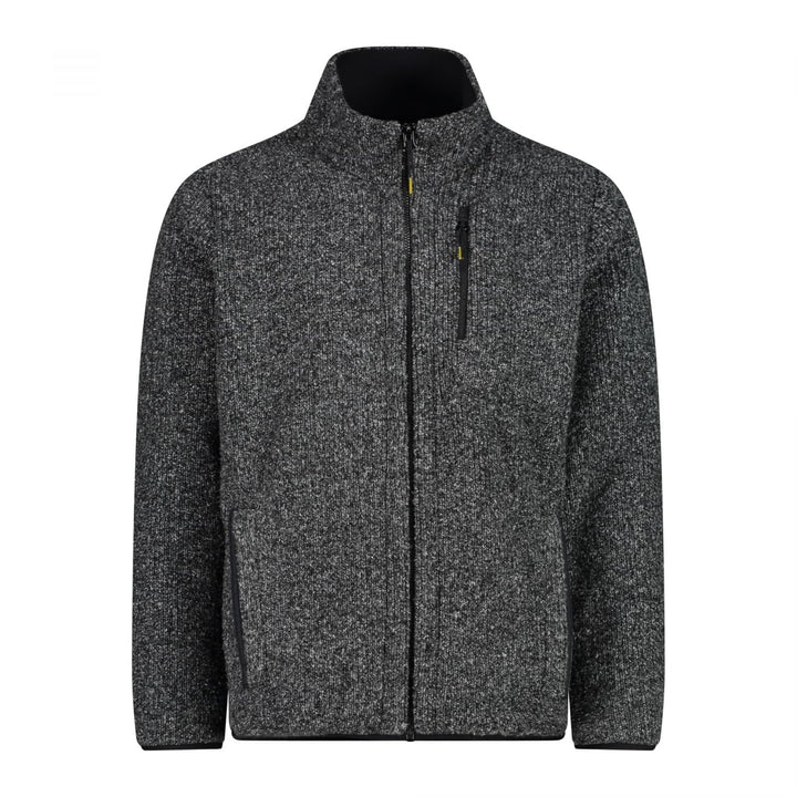 CMP Leichte Fleece-Strickjacke mit Netz 52 Nero Mel., 52 Nero Mel.