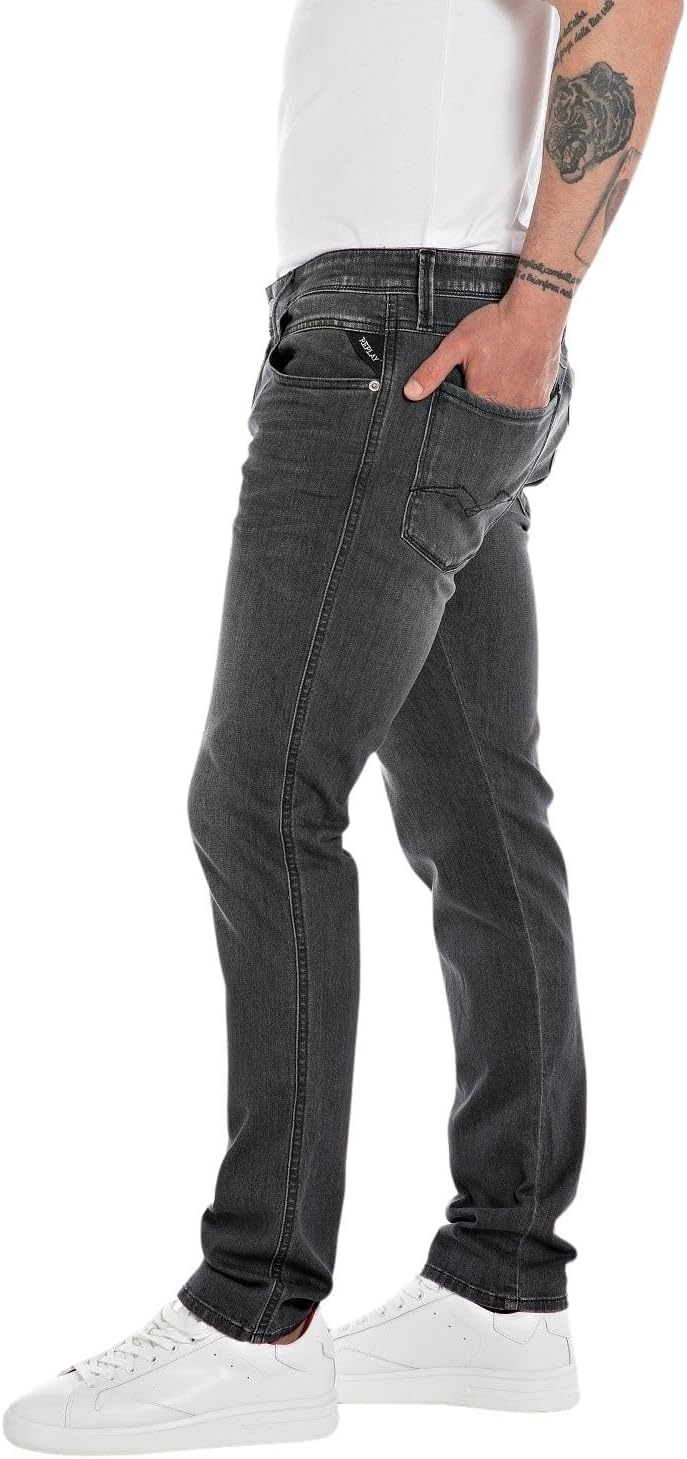 Replay Herren Jeans Anbass Slim-Fit mit Power Stretch 31W / 34L Dark Grey 097-1, 31W / 34L Dark Grey