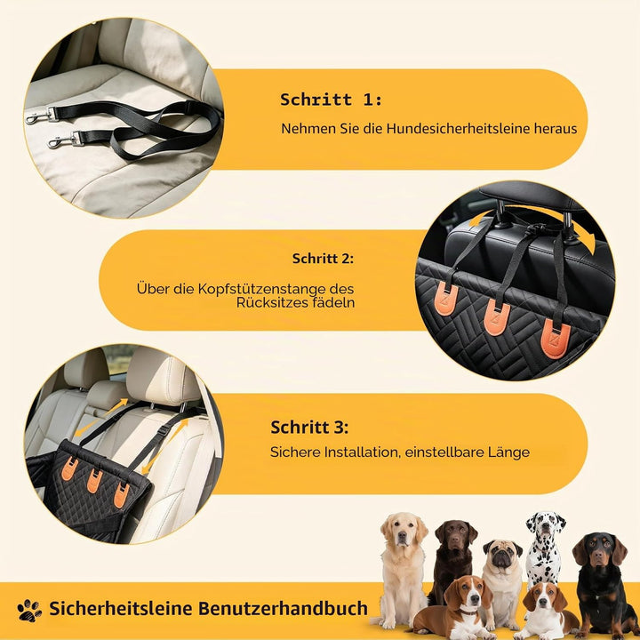 Hunde Autositz Rückbank für Grosshunde,Sicherheitssitz mit Befestigungsgurt, Rutschfester &amp; Wasserdi