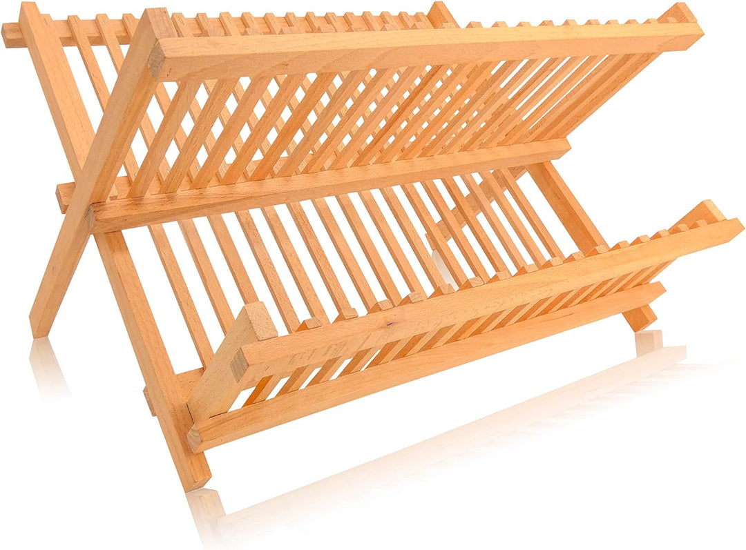 EKFJAELL faltbares Geschirrabtropfgestell Holz - 100% hochwertiges Buchenholz, ökologisches & nachha