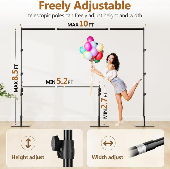 EMART Foto Hintergrund Ständer mit Stahlsockel, 2,6m x 3m Verstellbarer Hintergrundsystem, Hintergru