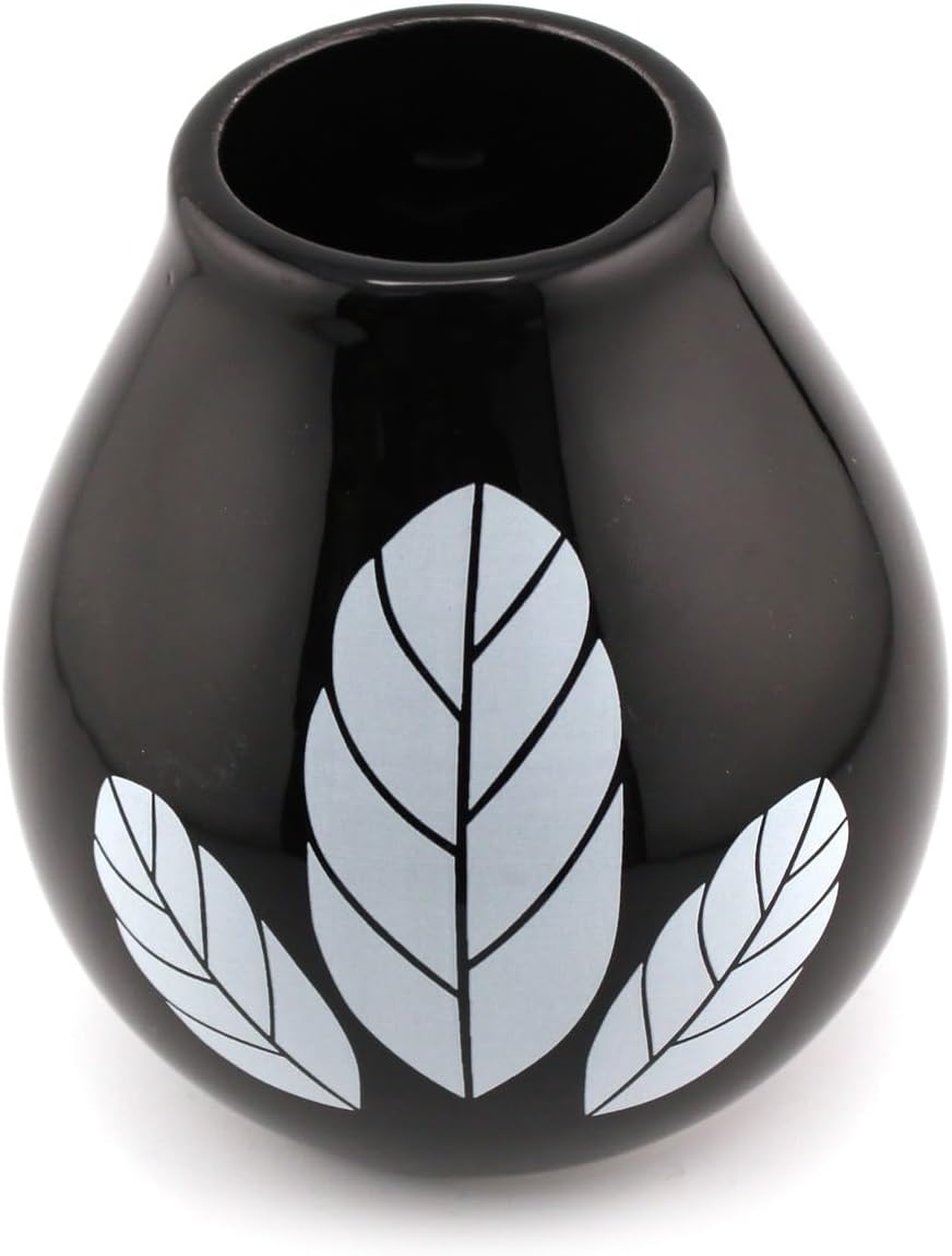 Mate-Tee becher Set für zwei ● Keramik yerba mate tee tasse Hoja Kalebasse Becher 350ml ● Stahl Trin