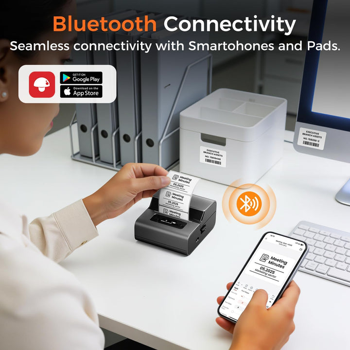 Phomemo M221 Etikettendrucker Bluetooth, Barcode Etikettendrucker, Beschriftungsgerät Unterstützung