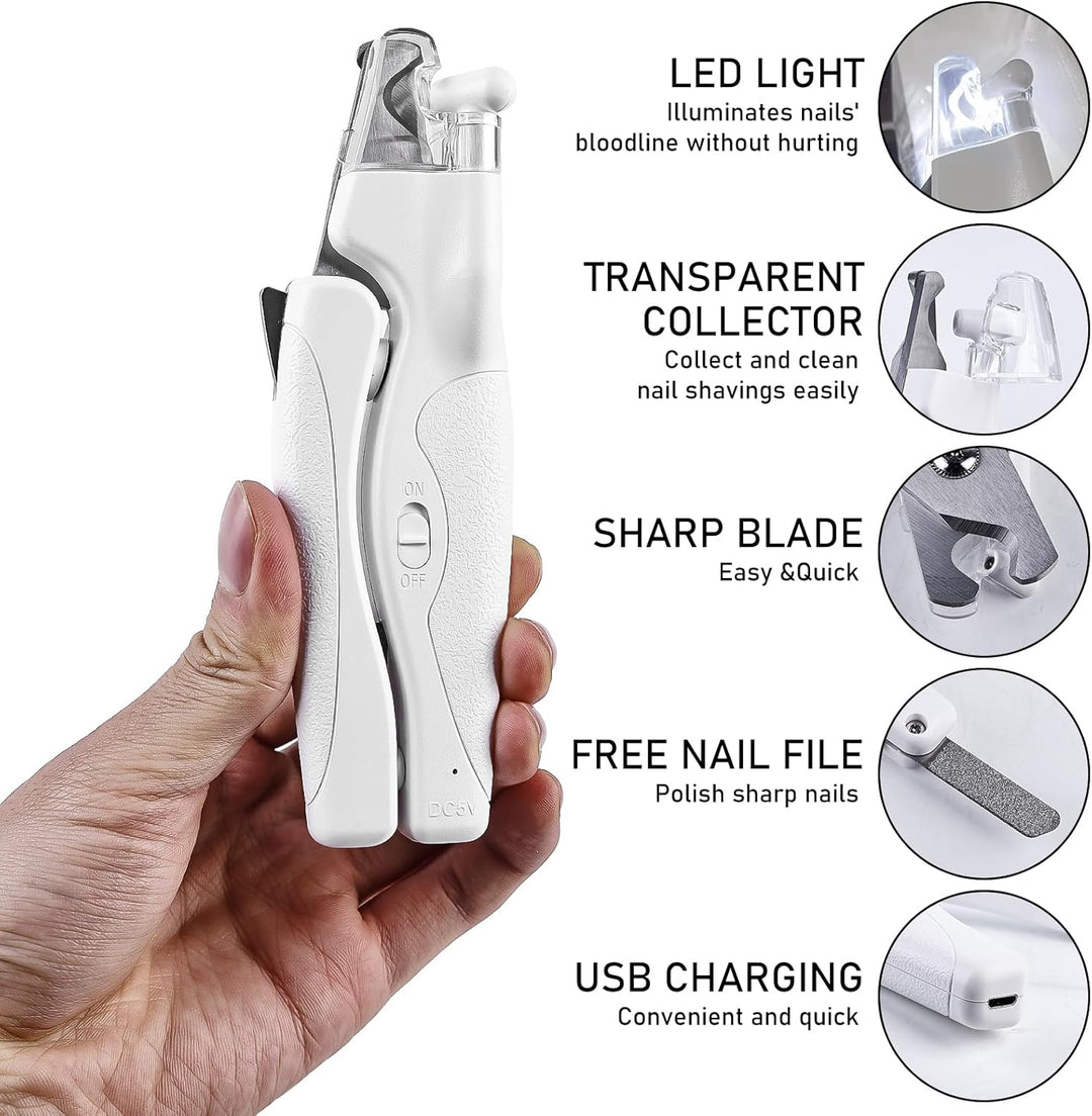 GOMETY Profi LED Hunde & Katzen Nagelknipser: Ergonomischer Griff, Sicherheitsverriegelung, für Mitt