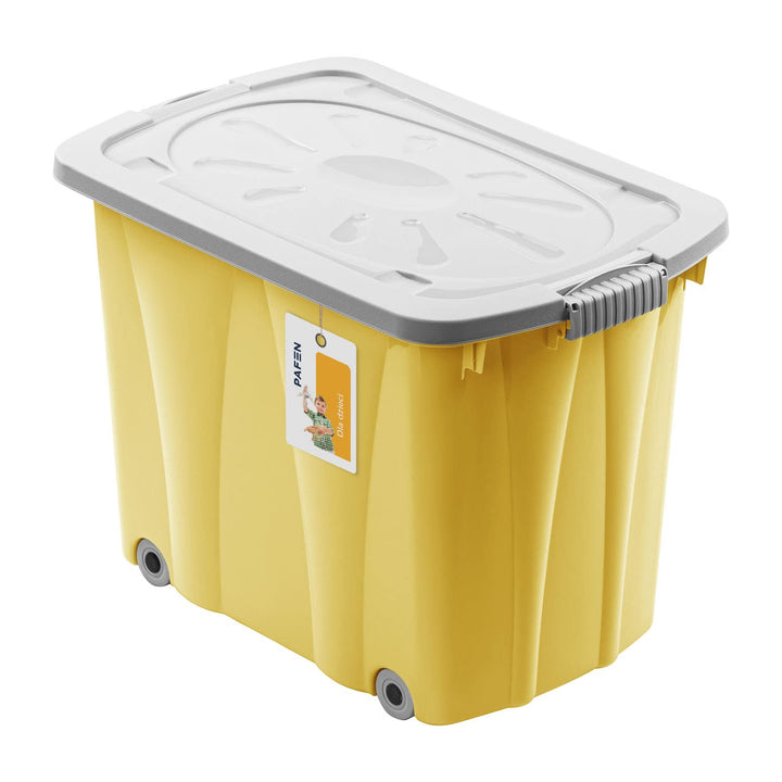 PAFEN Piraten Spielzeugkiste 62l mit Rollen - Schatzkiste 58 x 42 x 37,5cm - Spielzeugbehälter mit D