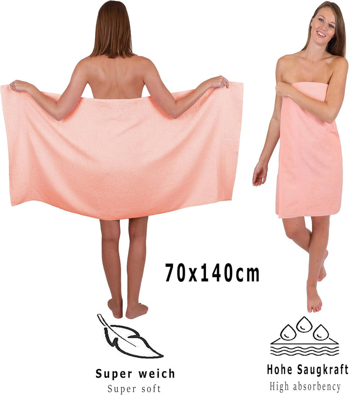 Betz 8-TLG. Handtuch-Set Palermo 100% Baumwolle 2 Duschtücher 6 Handtücher Farbe apricot, Apricot
