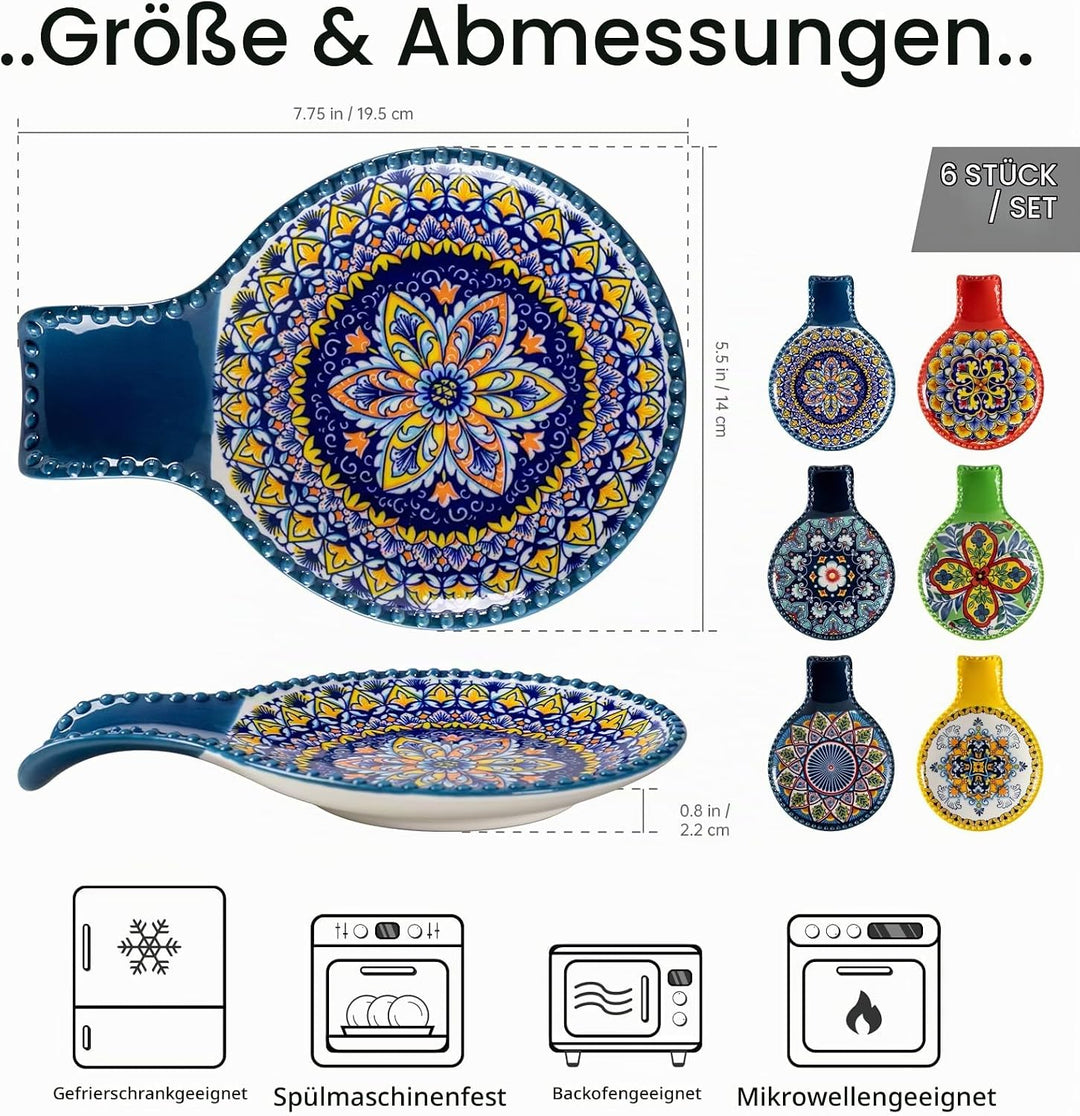 HENXFEN LEAD Löffelablage aus Keramik, 6er Set Küchenutensilienhalter Geschirr Löffelhalter Porzella