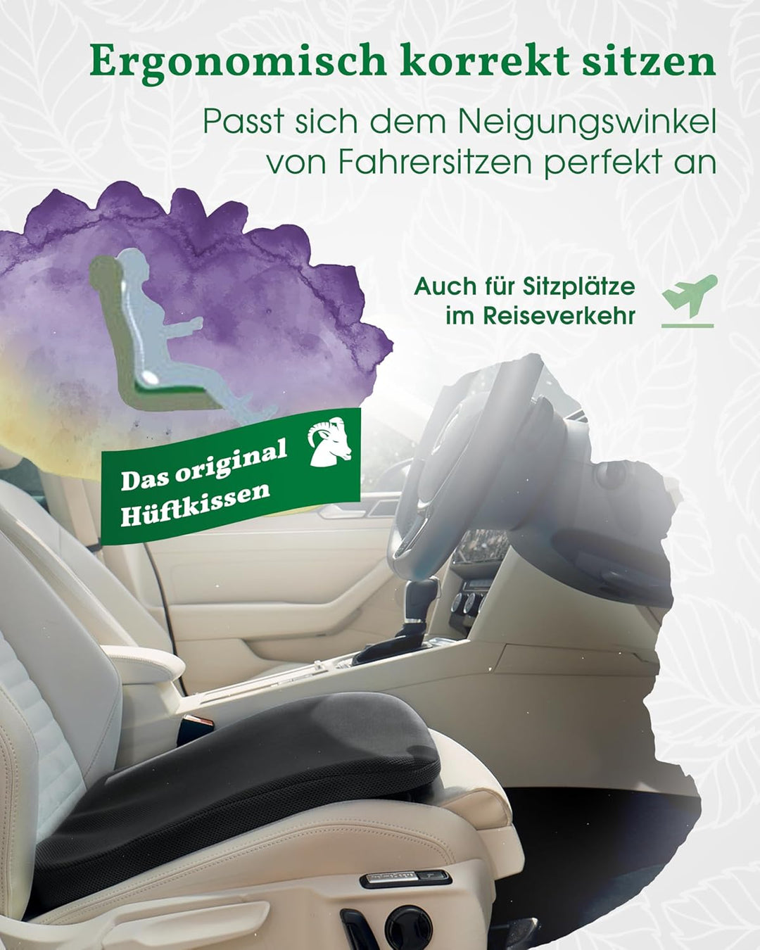 Vital Kissen® Auto | Keilkissen Auto | orthopädisches Sitzkissen Auto | Ergonomisch | entlastet orth