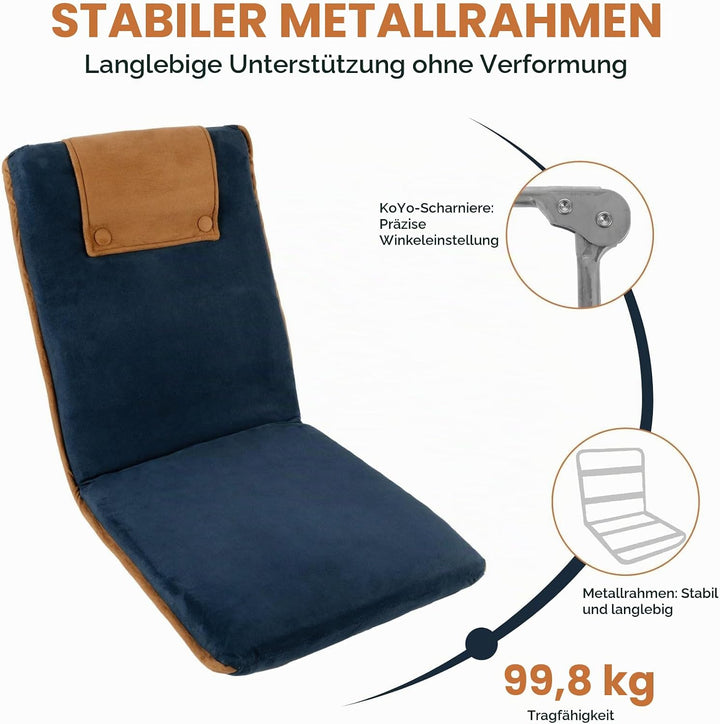 bonVIVO Bodenstuhl mit Rückenlehne Easy II - Sitzkissen &amp; Outdoor Relaxsessel für Meditation, Yoga,