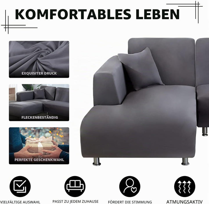Lydevo Sofabezug Ecksofa L Form Sofa Überwürfe Stretch Sofabezug L Form Rechts oder Links mit Zwei K