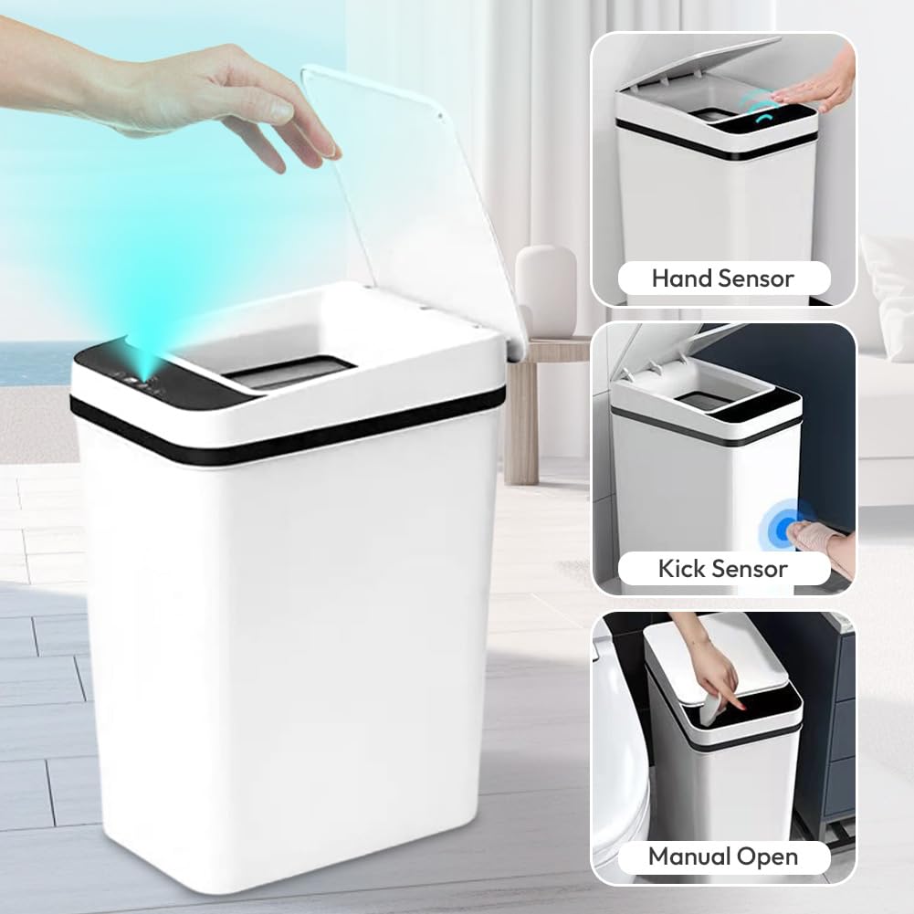 Mülleimer Bad 12L Sensor Kosmetikeimer - Mülleimer mit Sensor Technologie, Touchless & Wasserdicht -
