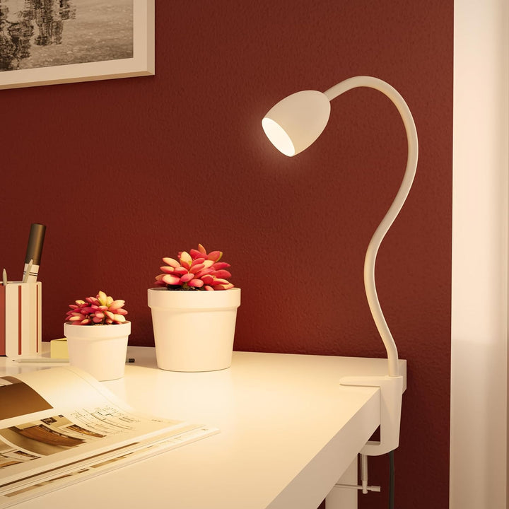 ledscom.de Klemmlampe, Schwanenhals KLUK, Schalter, weiss matt, 1x GU10 max. 60W, 2 Stk. 2 Stück (1e