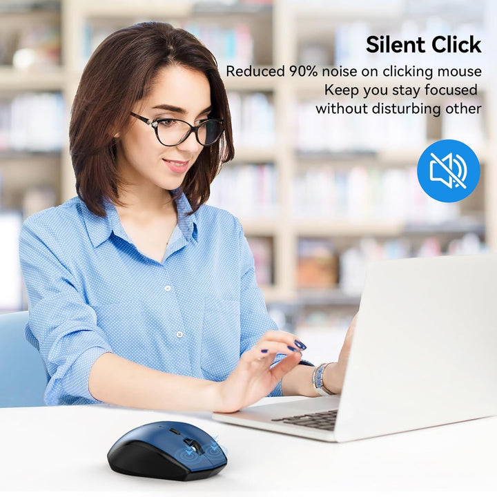TECKNET Silent Maus Kabellose, 4800DPI 2.4GHz Leise Funkmaus mit Nano Empfänger, Side Control, Ohne