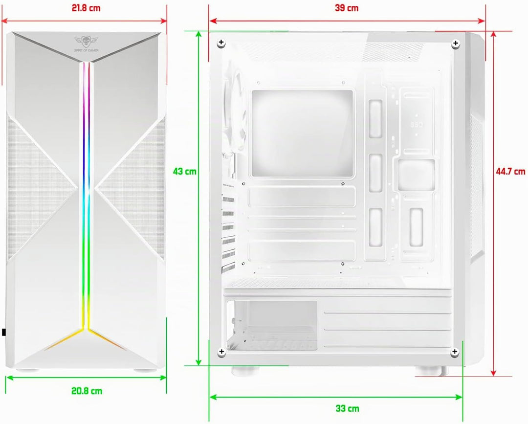 Spirit of Gamer - Clone III | PC Gehäuse Weiss RGB | Kompatibel ATX/mATX/ITX | Leerer Gaming Tower m