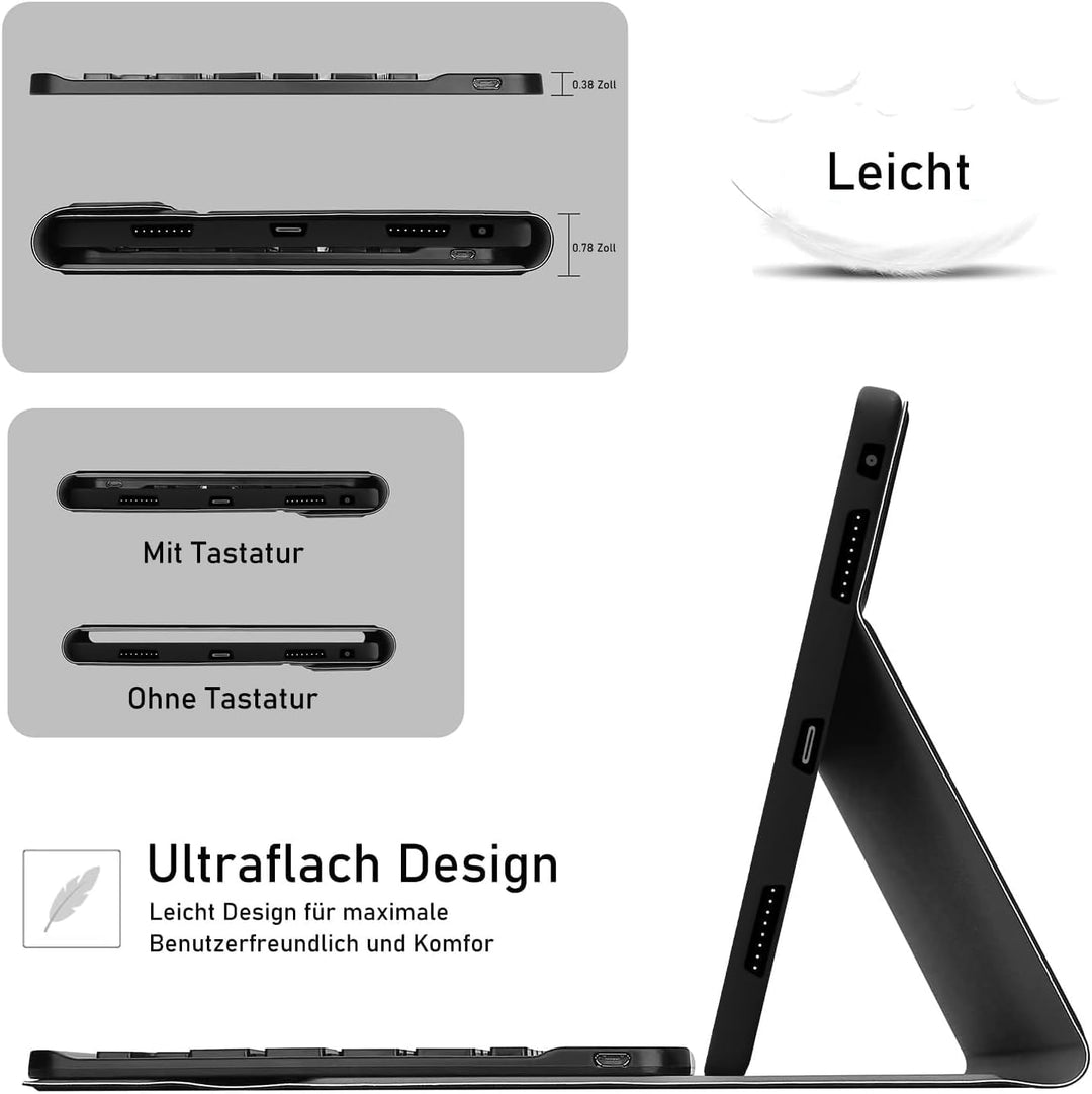 Hofsos für Samsung Tablet A9 Tastatur Hülle - Galaxy Tab A9 Hülle mit Tastatur, (Deutsches QWERTZ) T