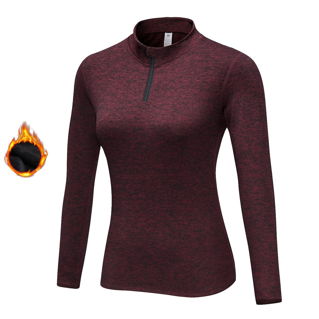 WOWENY Fleecepullover Damen 1/4 Zip Funktionsshirt Fleece warm Laufshirt Langarm mit Stehkragen, Atm