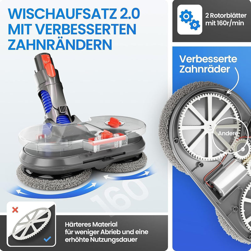 Dripl Wischaufsatz für Dyson V12 Staubsauger, Elektrischer Bodenwischer mit Abnehmbaren Wassertank u