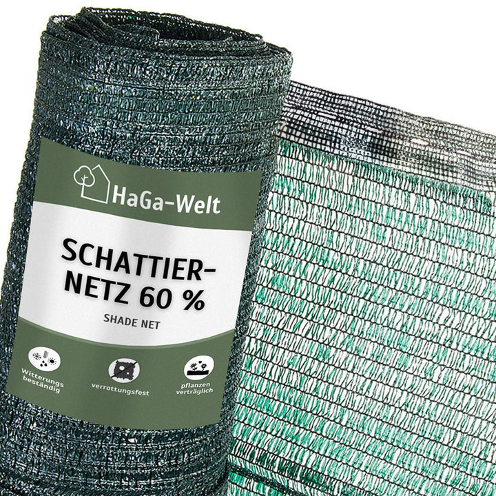 HaGa® Schattiernetz 4m x 5m mit 60% Schattierwirkung in grün - Sonnenschutzgewebe Sichtschutz für Za