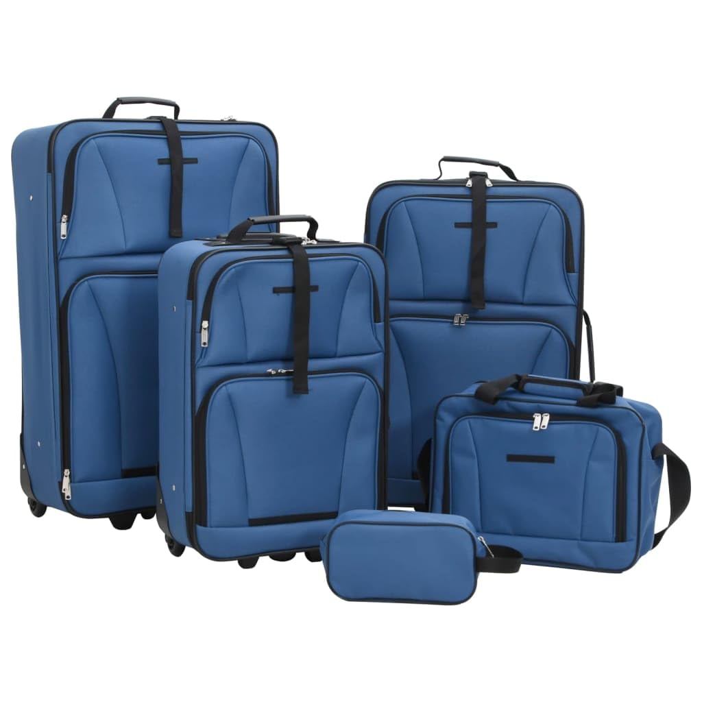 vidaXL Reisekoffer Set 5-TLG., Kofferset mit 3 Rollkoffern Reisetasche Kulturtasche, Hartschalenkoff