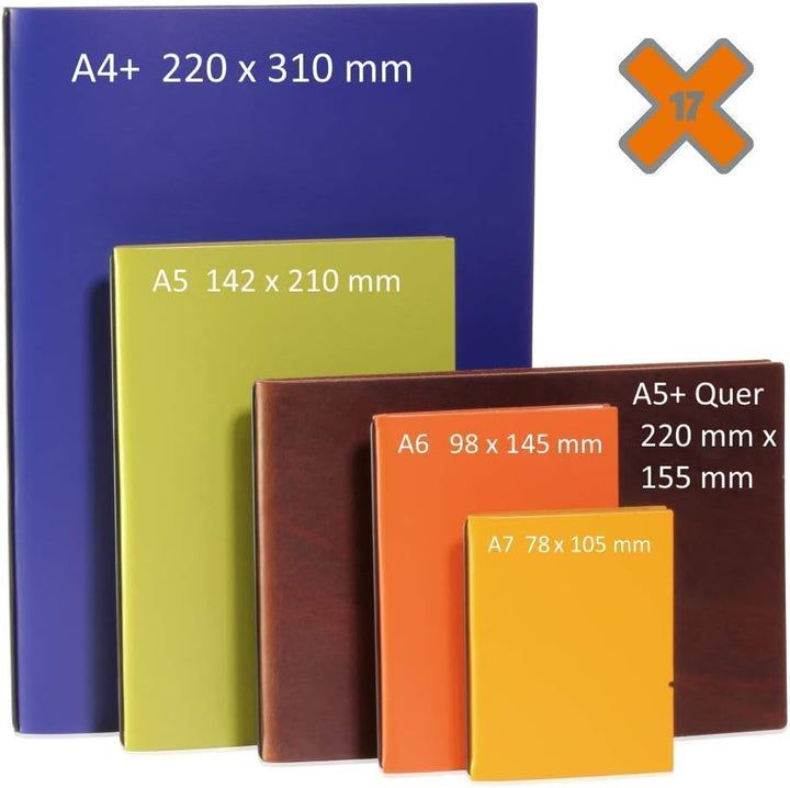 X17 Notizbuch A5+ Querformat, türkis/grün; aus recyceltem Leder. Austauschbare Notizhefte (blanko,ka