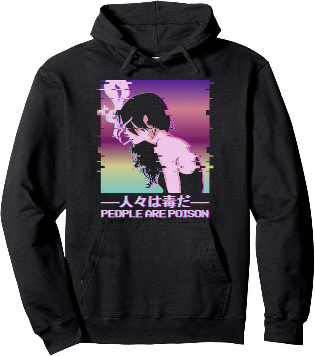 People Are Poison Alt Vaporwave Aesthetic Smoking Anime Girl Pullover Hoodie