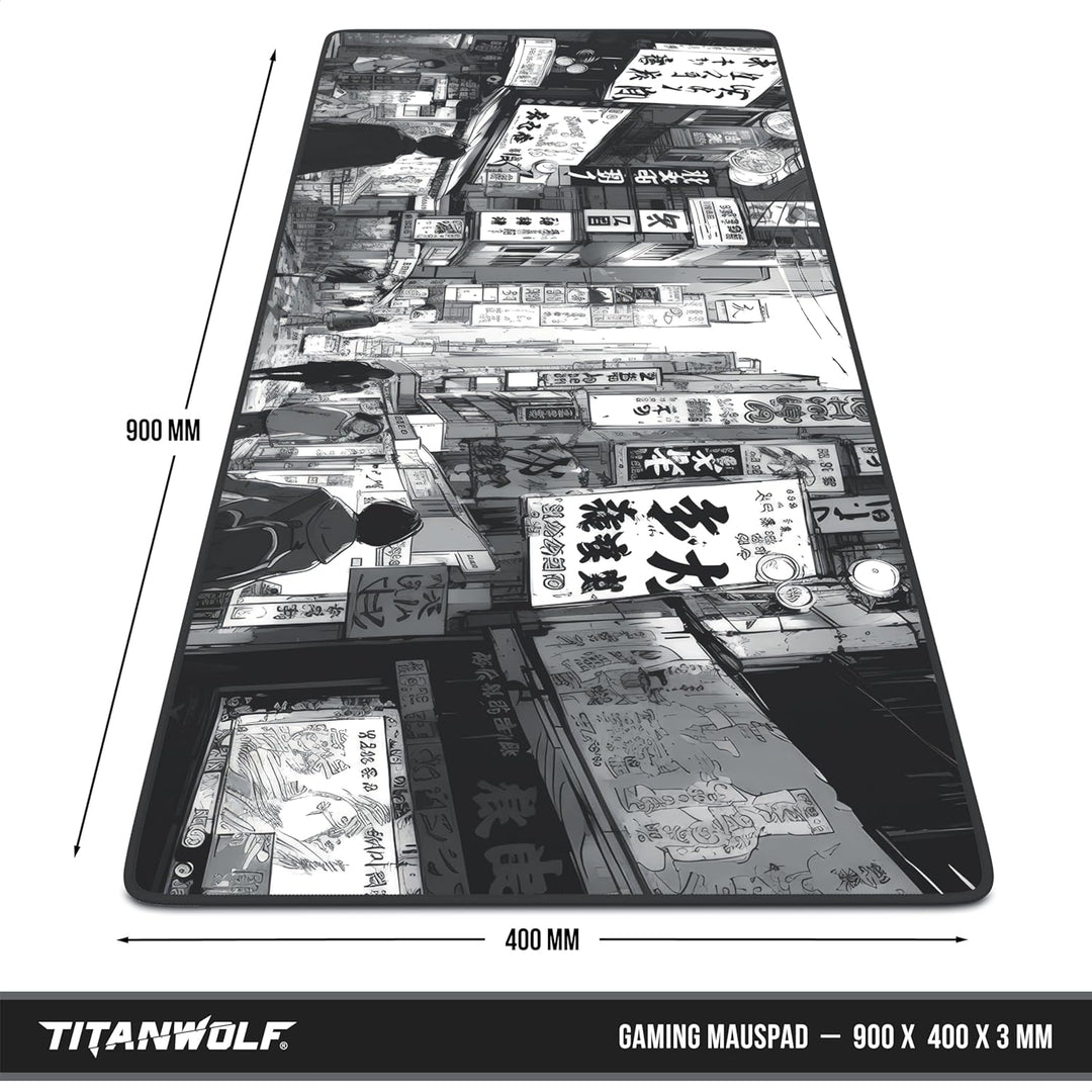 TITANWOLF - XXL Speed Gaming Mauspad 900 x 400mm - XXL Mousepad - Tischunterlage Large Size - verbes